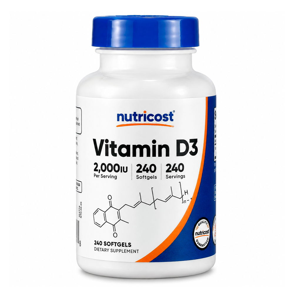 VITAMIN D3, 2000 UI, 240 Softgels. NUTRICOST