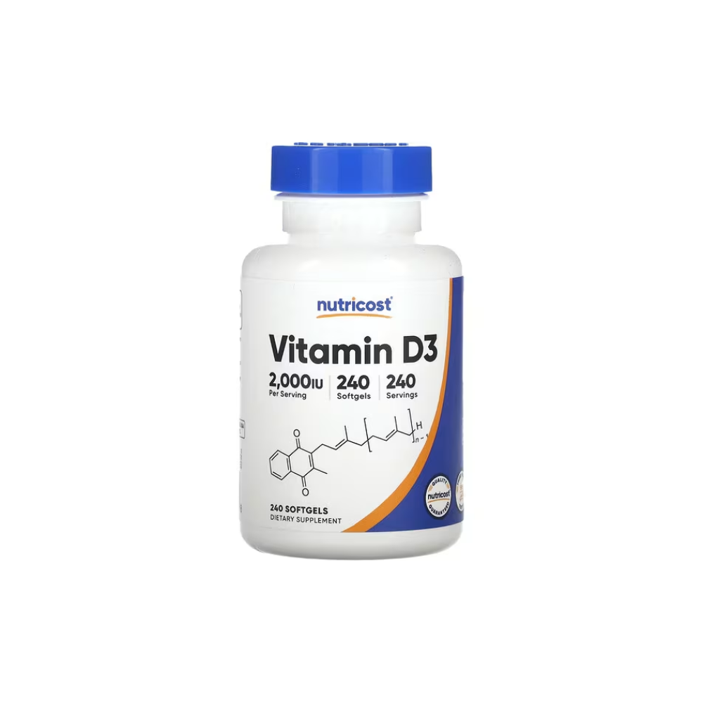 VITAMIN D3, 2000 UI, 240 Softgels. NUTRICOST