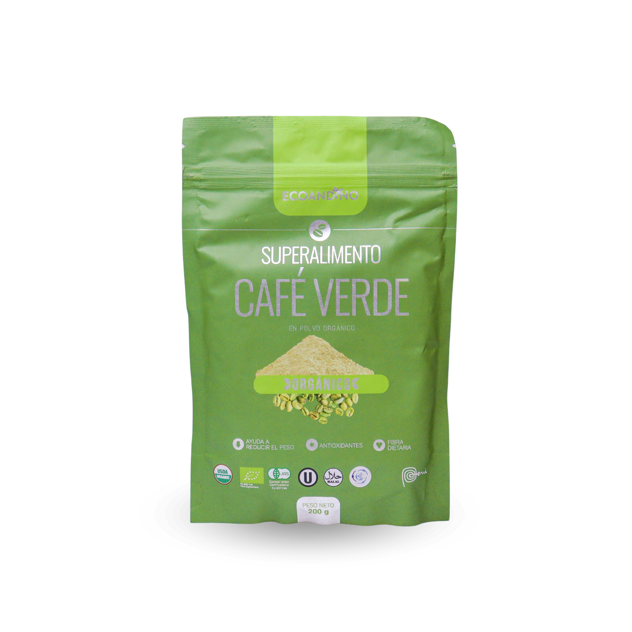 CAFE VERDE EN POLVO ECOANDINO 200G.
