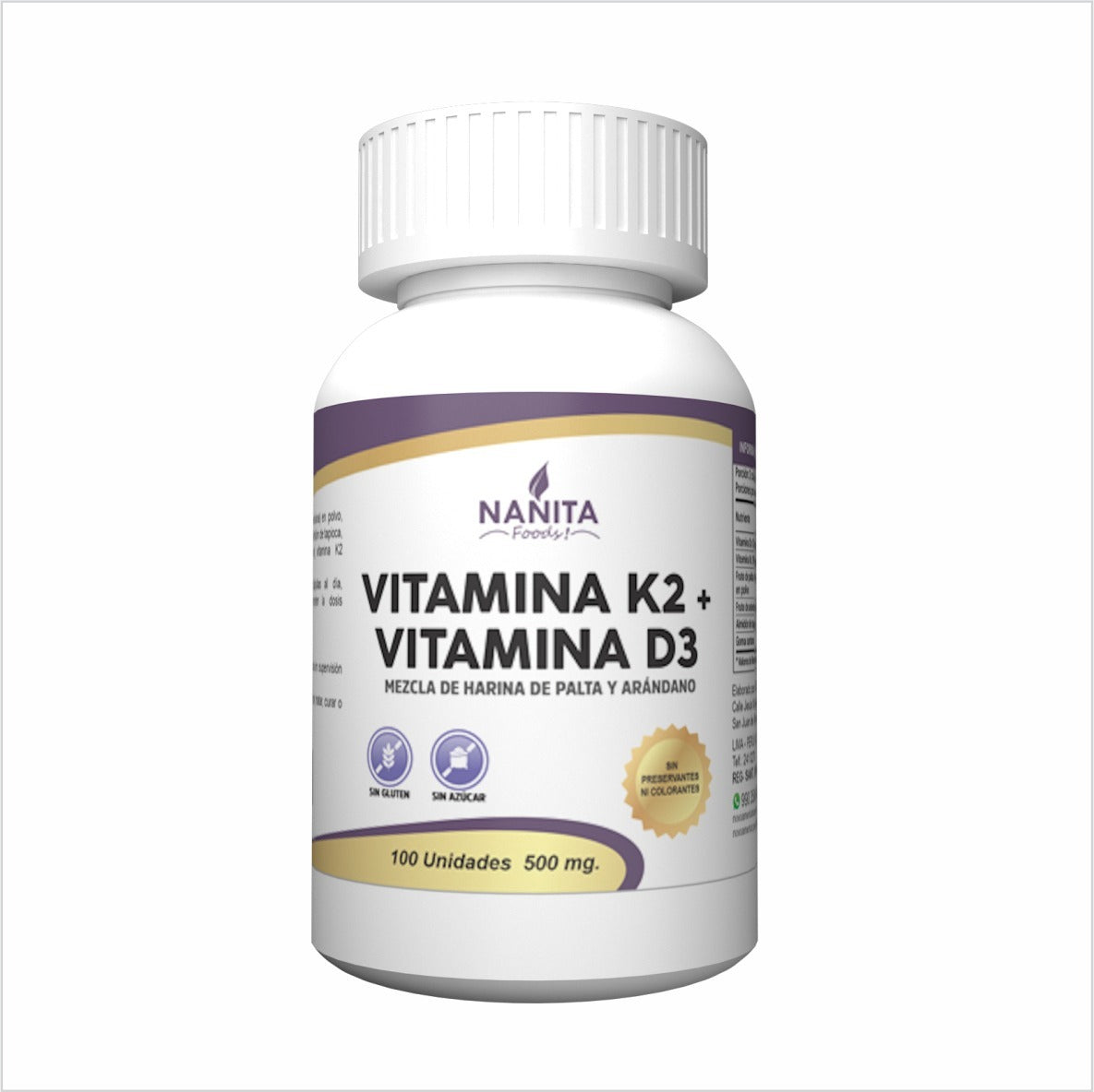 VITAMINA D3+K2 100CAP NANITA FOODS