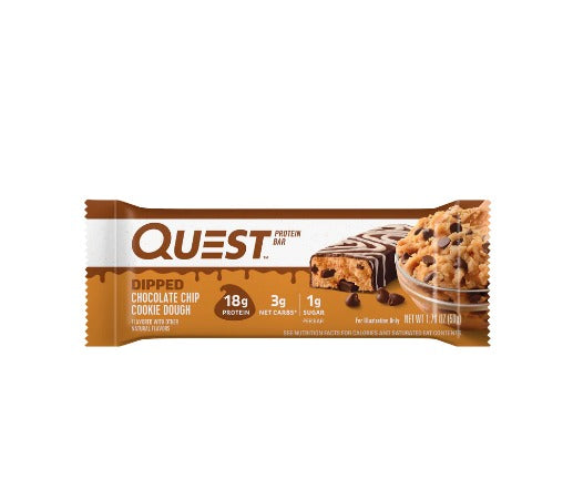 QUEST BAR DIPPED 60 G CHOCOLATE CHIP COOKIE DOUGH - QUEST