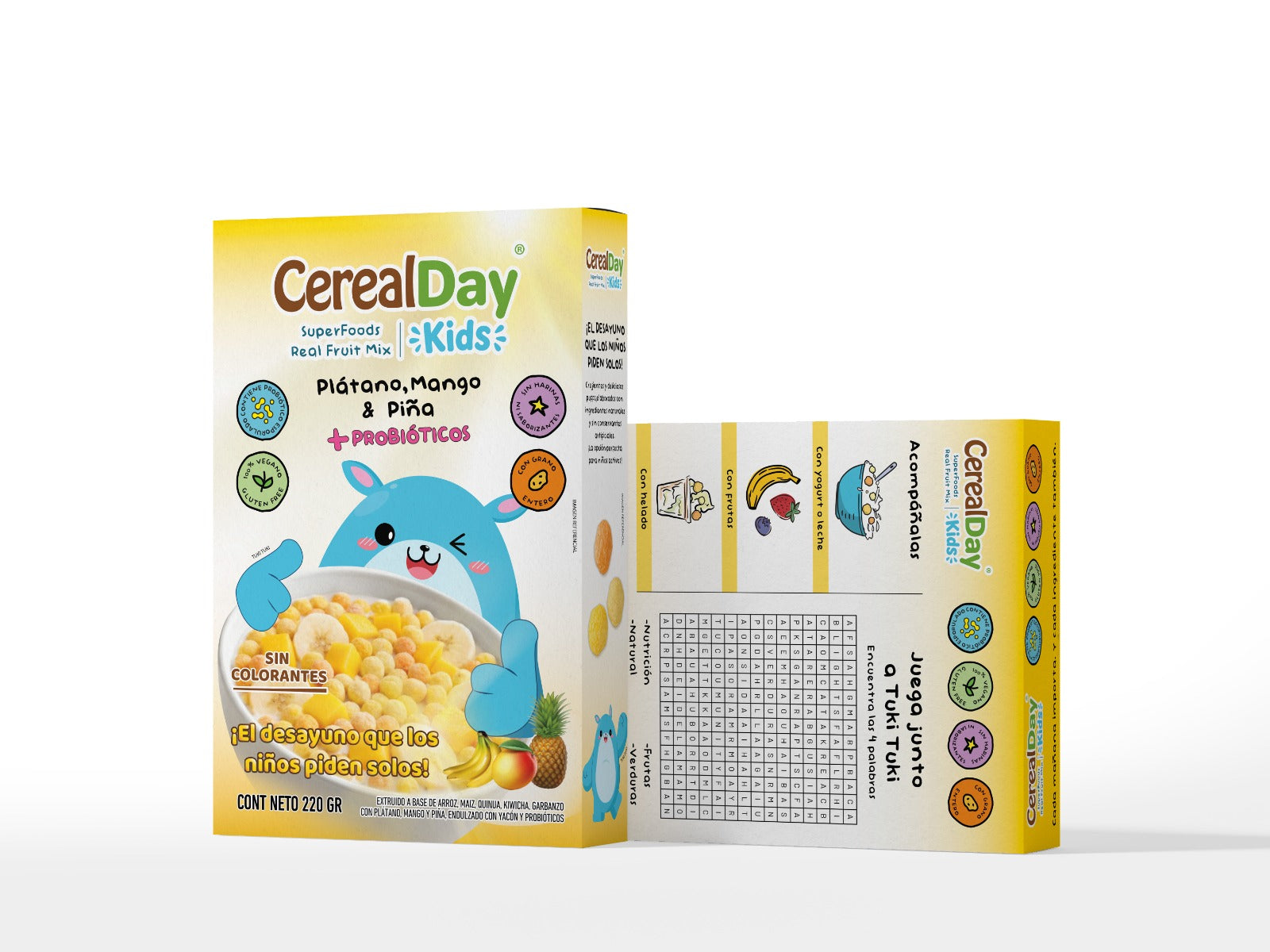 SNACK SALUDABLE FRUIT MIX CEREALDAY PUFF: PIÑA, PLATANO Y MANGO CAJA CARTON X 220 GR-QUINCHITO