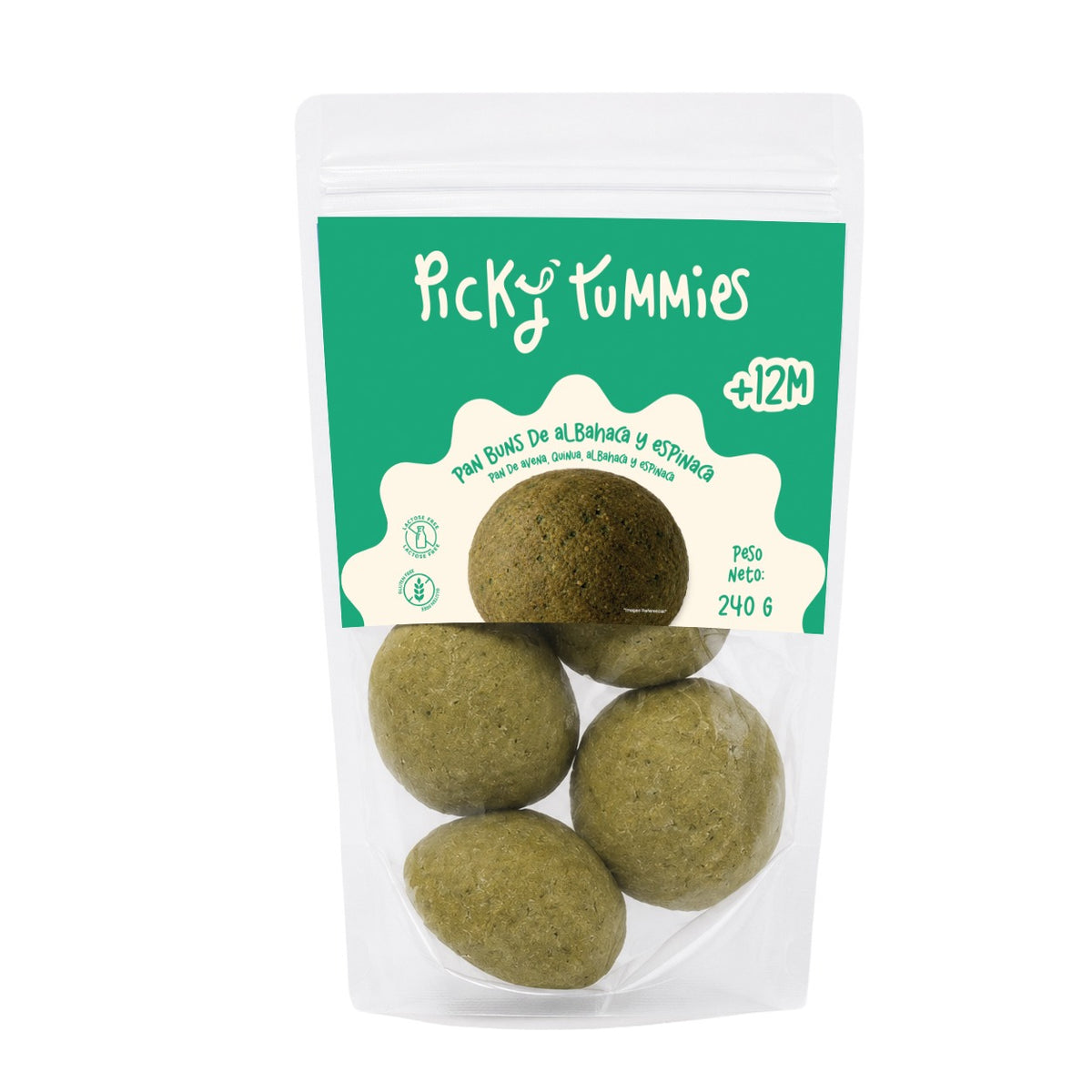PAN BUNS DE ALBAHACA Y ESPINACA 240GR PICKY TUMMIES
