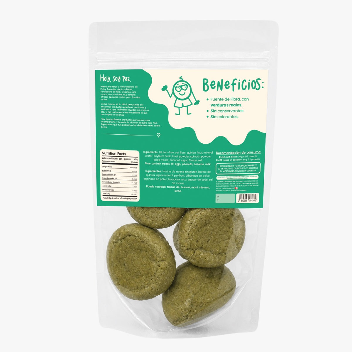 PAN BUNS DE ALBAHACA Y ESPINACA 240GR PICKY TUMMIES