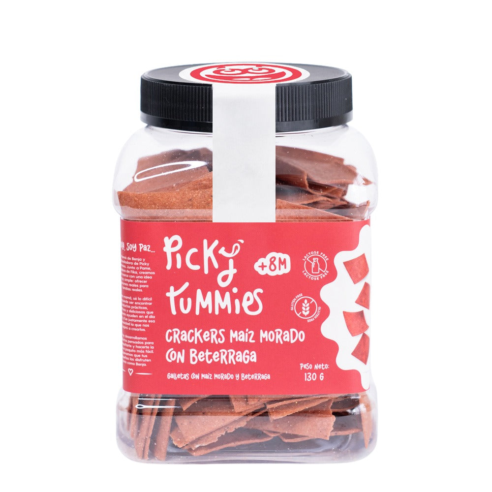 CRACKERS MAÍZ MORADO CON BETERRAGA 130 GR PICKY TUMMIES