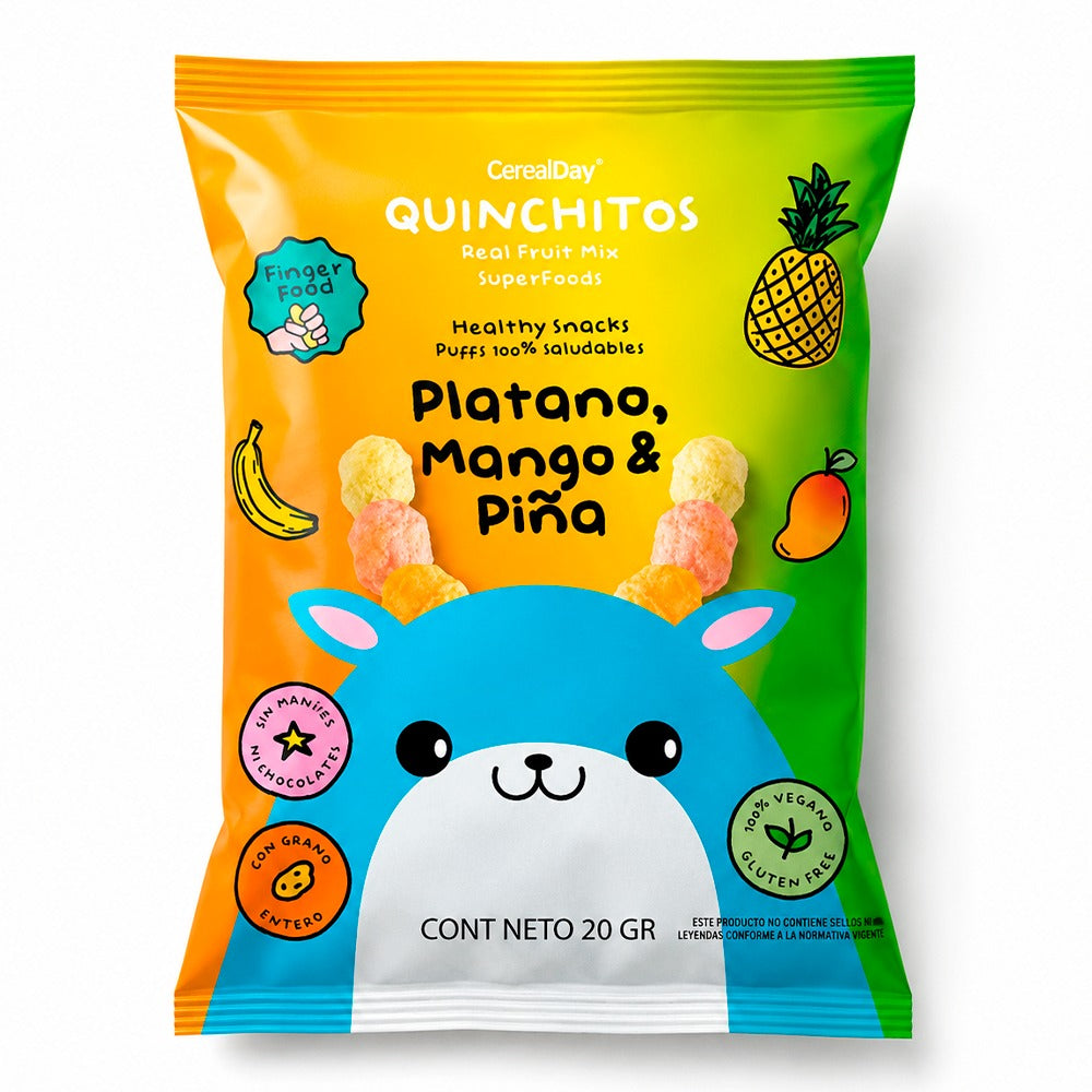 QUINCHITOS PROBIOTICO PUFFS PLATANO, MANGO Y PINA 20 GR