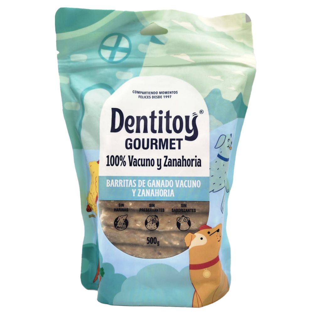 DT BARRITAS DE VACUNO Y ZANAHORIA GOURMET X 500 GR DENTITOY