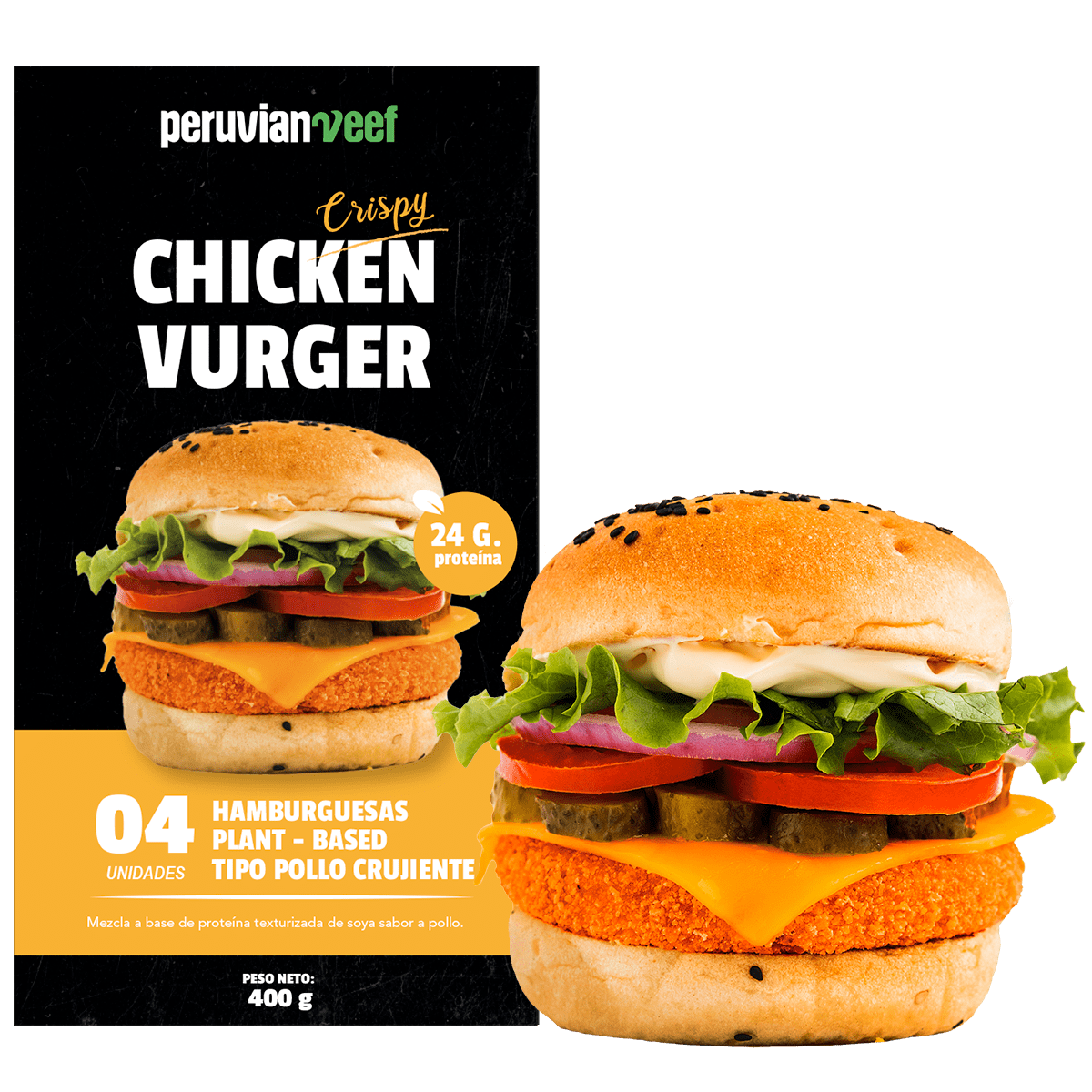 CRISPY CHICKEN VURGER -PERUVIAN VEEF