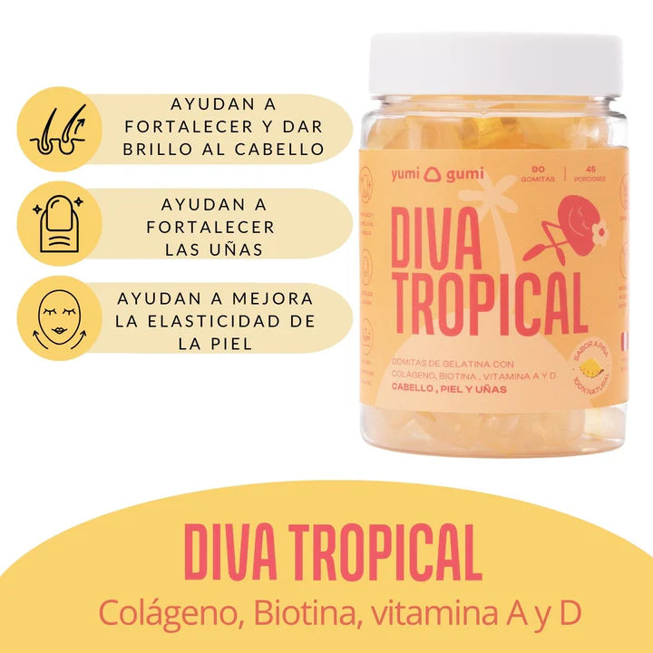 DIVA TROPICAL 90 GOMITAS SIN GLUTEN YUMI GUMI