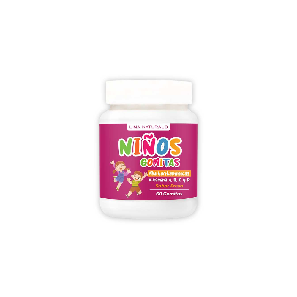 GOMITAS MULTIVITAMINICAS NIÑOS SABOR FRESA 60 UNIDADES - LIMA NATURALS