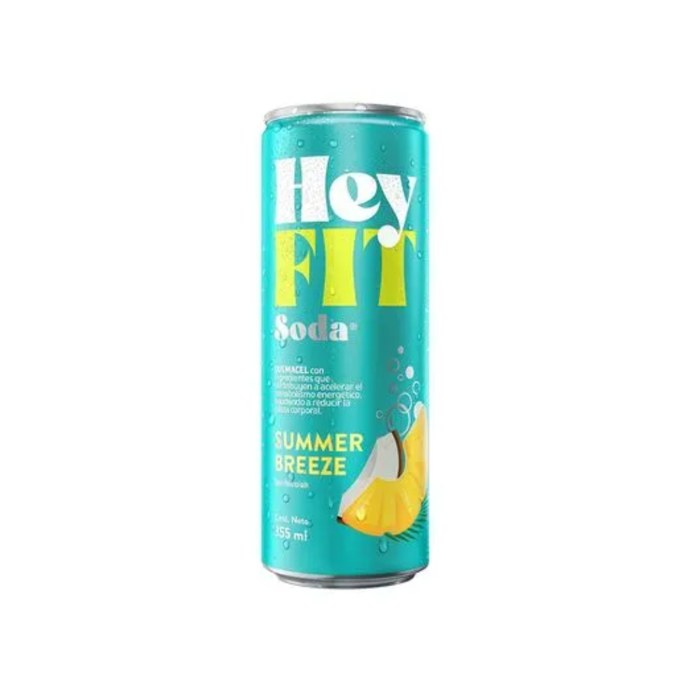HEY FIT SODA PIÑA COCO SUMMER BREEZE 355 ML LATA