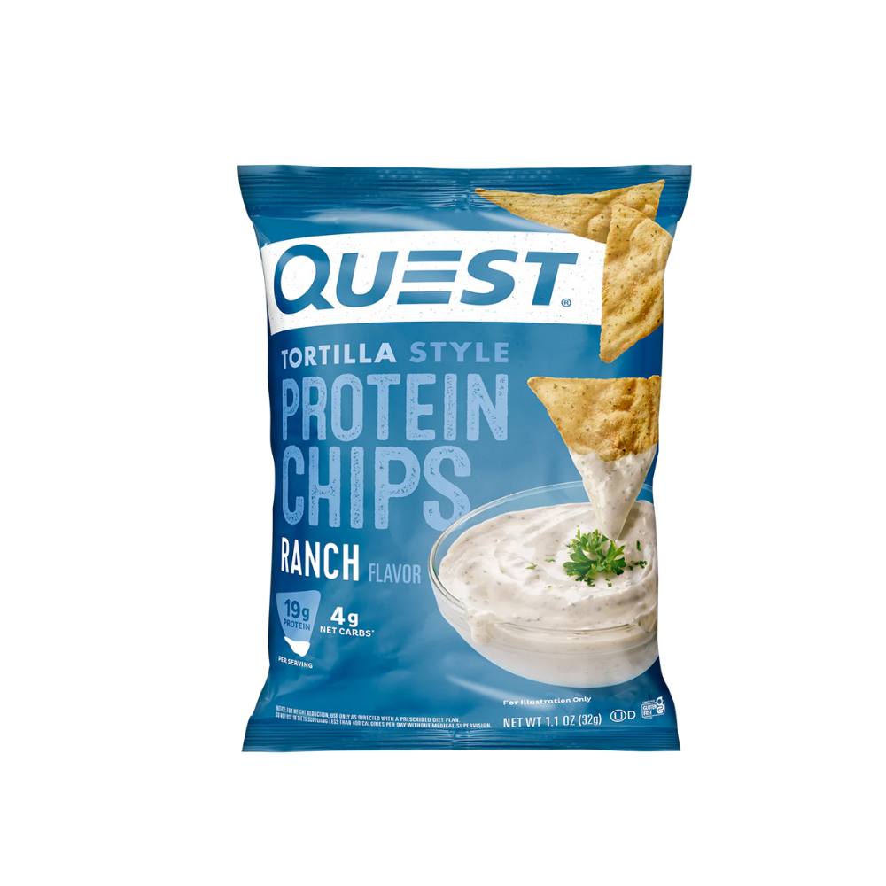 QUEST TORTILLA STYLE PROTEIN CHIPS RANCH.